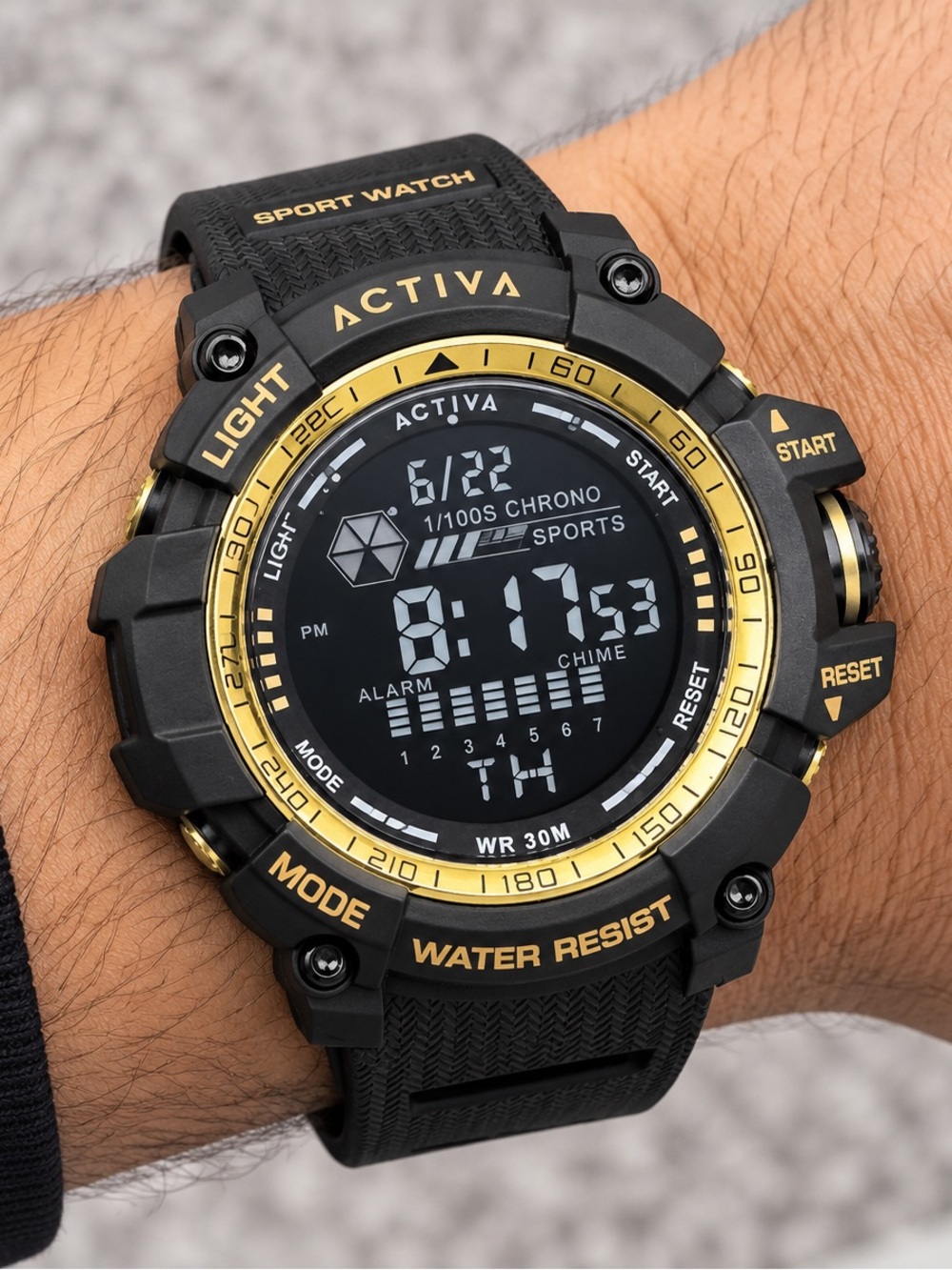 Activa x Invicta Men’s Digital Sport Watch Black & Gold 30M Water Resistant NWT